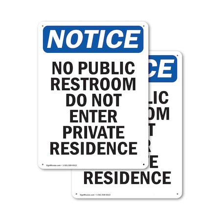 Signmission No Public Restroom Do Not Enter OSHA Notice Sign, Plastic, 12in W x 18in L, 2PK OS-2PACK-NS-P-1218-V-14765